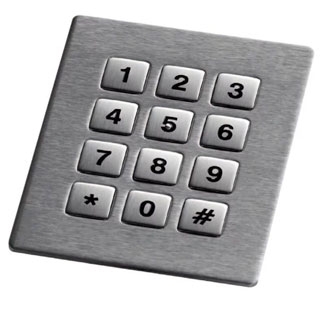 SURFACE MOUNT STAINLESS STEEL NUMERIC KEYPAD WITH 12 SQUARE KEYS, VANDAL-RESISTANT, OPTIONAL ILLUMINATION Image