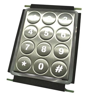 SURFACE-MOUNTED STAINLESS STEEL NUMERIC KEYPAD WITH 12 ROUND KEYS, ILLUMINATED AND VANDAL-RESISTANT Image
