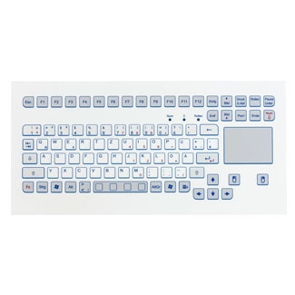 COMPACT FOIL-COVERED FRONT-MOUNTED KEYBOARD WITH ROBUST SHORT-TRAVEL KEYS AND TOUCHPAD Image