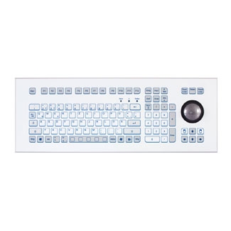 Image of COMPACT MEMBRANE-COVERED FRONT-MOUNTED KEYBOARD WITH ROBUST SHORT-TRAVEL KEYS, 50MM TRACKBALL AND EDGE PROTECTION