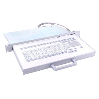 COMPACT MEMBRANE-COVERED KEYBOARD IN 1U 19-INCH DRAWER WITH ROBUST SHORT-TRAVEL KEYS AND TOUCHPAD Image