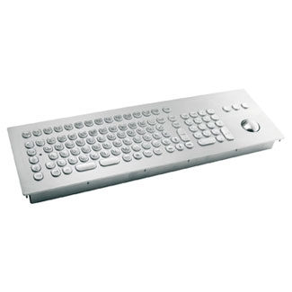 Stainless steel front mount keyboard with number pad and 38mm trackball - TKV-105 Image