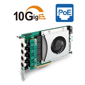 4-port X-coded M12 10GigE PoE+ Expansion Card Image