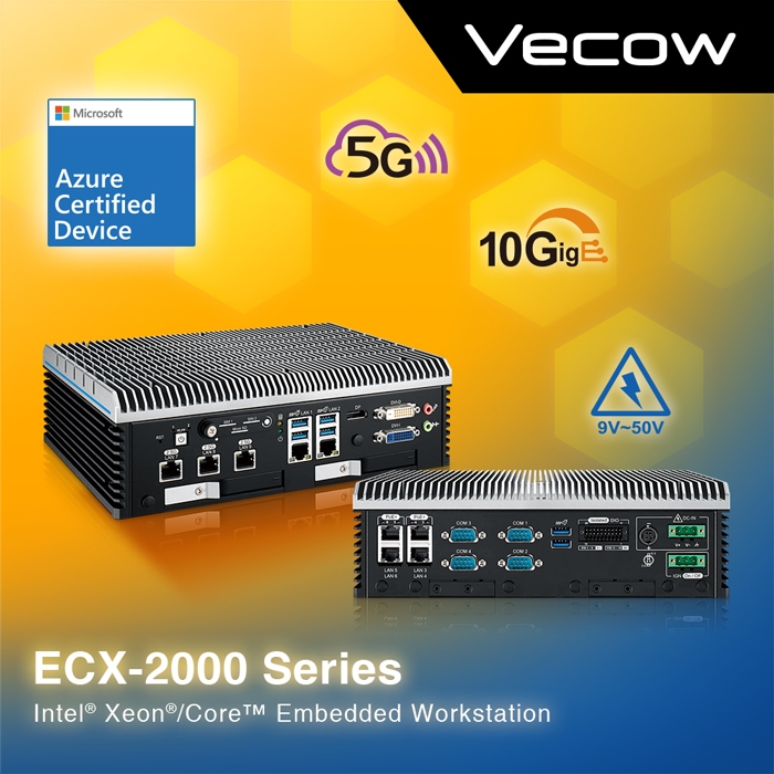 Vecow ECX-2000 Workstation-grade Fanless Embedded System Is Certified by Microsoft Azure Cloud Services