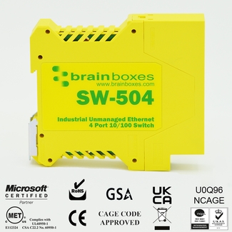 Image of Industrial Ethernet 4 Port Switch DIN Rail Mountable (SW-504)