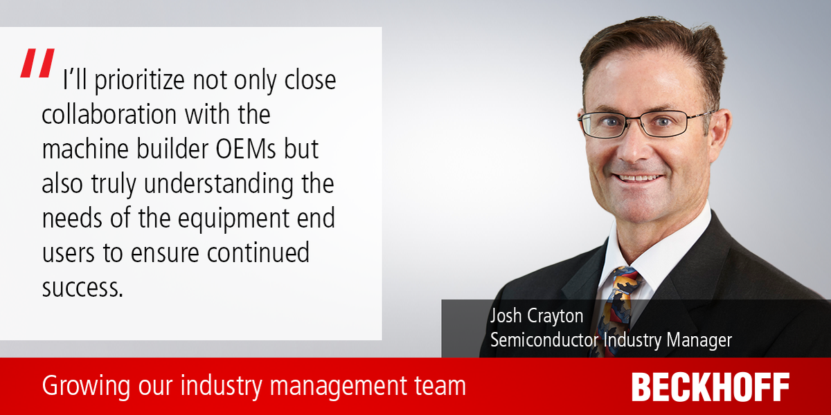 Beckhoff USA Promotes Josh Crayton to Semiconductor Industry Manager