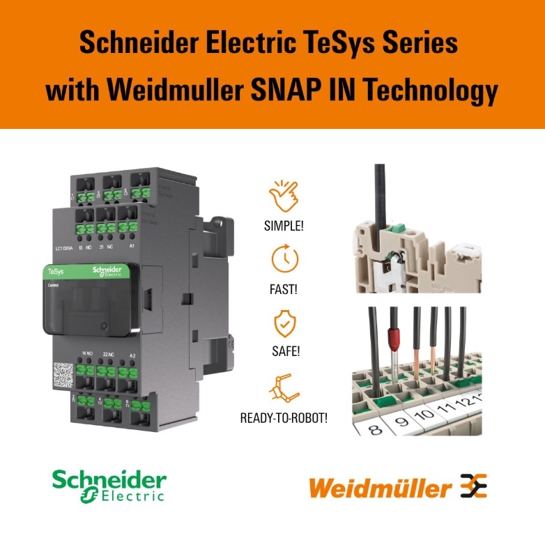 Schneider Electric Selects Weidmüller SNAP IN Technology for New TeSys Series, Cutting Wiring Time by Up to 75%