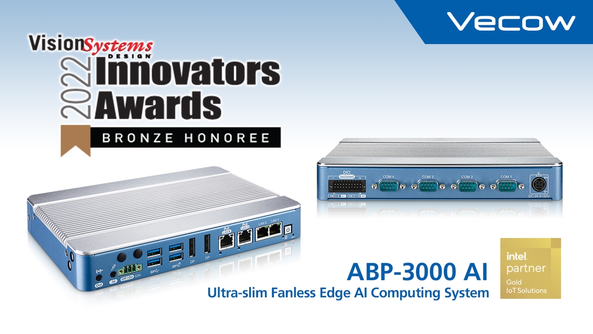 Vecow ABP-3000 AI Ultra-compact System Awarded with Vision Systems Design 2022 Innovators Award Program