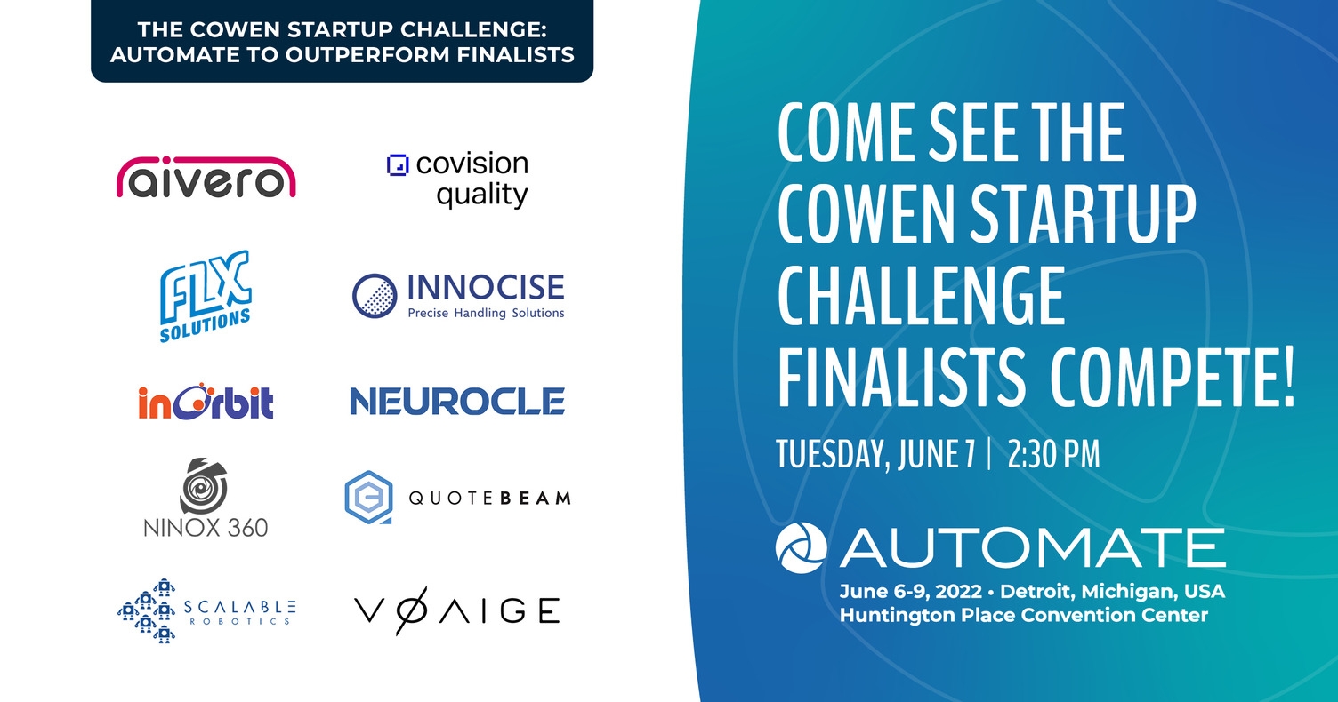 10 Finalists Named in Cowen Startup Challenge; Winner Chosen at Automate June 7 image