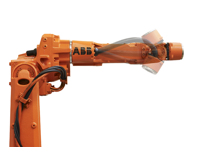 ABB exhibit (Booth # 160) designed to represent leading production technology across full range of industrial robotic automation applications