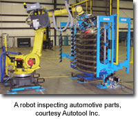 A robot inspecting automotive parts, courtesy Autotool Inc.