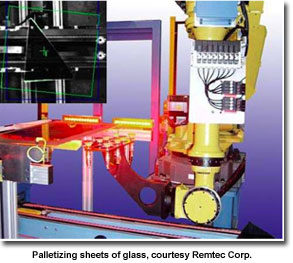 Palletizing sheets of glass, courtesy Remtec Corp.