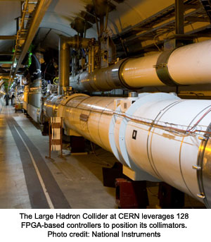 The Large Hadron Collider at CERN leverages 128 FPGA-based controllers to position its collimators.