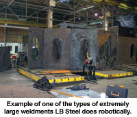 Example of one of the types of extremely large weldments LB Steel does robotically.