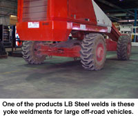 One of the products LB Steel welds is these yoke weldments for large off-road vehicles.