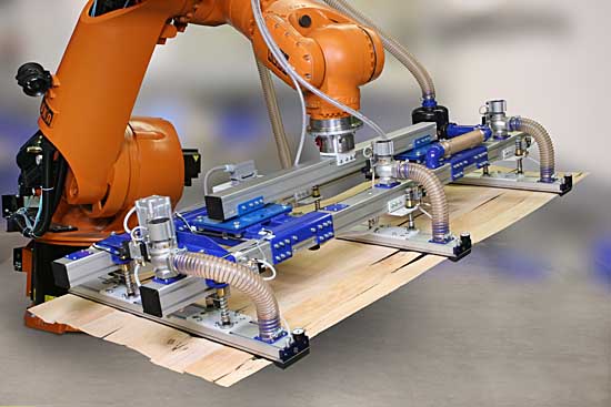 Standardized modular component gripping system from which systems can be built-up and configured quickly and cost-effectively.