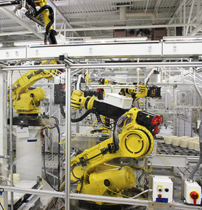 Fanuc robots in machine