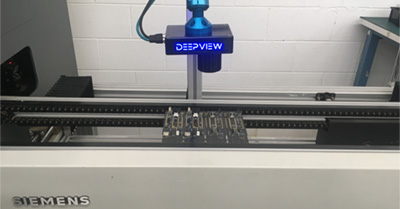 DeepView Corp’s X-400 pictured inspecting X-400 PCB Boards. Credit: DeepView Corp.