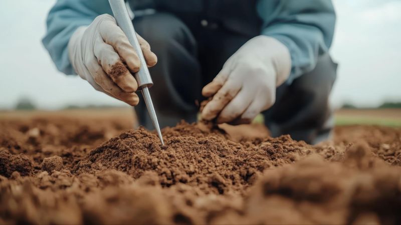 person analyzing soil