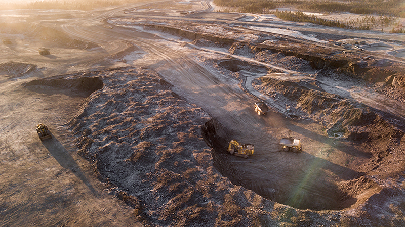 Trucks transporting mined ore