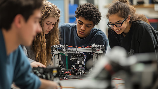 Students training in robotics