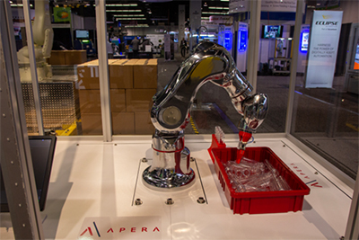 FIGURE 2: There are fewer exceptions to the use of AI-powered vision for different object shapes and geometries. Identifying and picking clear objects—impossible for conventional vision technologies—can occur with a total vision cycle time as low as 0.3 seconds. (Image Courtesy of Apera AI.)