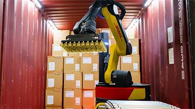 Boston Dynamics’ Stretch replaces manual unloading of packaging from trucks -a role that’s almost impossible to fill in today’s manufacturing labor climate. Credit: DHL