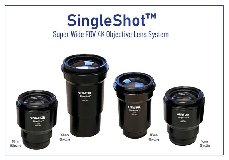 The Navitar SingleShot™ Super Wide Field 4K Imaging Lens combines the field of view of a macro lens with the resolution of a microscope objective, providing exceptional images for today's most demanding industrial and life science applications. Image courtesy of Navitar.