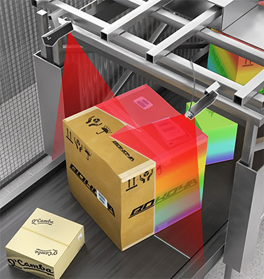 Two Gocator 2490 sensors can be used to scan the exposed sides of each box traveling on a conveyor, providing real-time defect detection to flag damaged packages. 