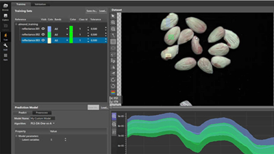 Robust and easy-to-use data processing solutions help hyperspectral imaging expand into food applications such as nut, fruit, and meat processing. (Image courtesy of Specim, Spectral Imaging.)