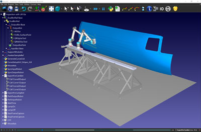 Here you can see the graphics based RoboDK environment the NASA team used to program the robot arms. Credit: RoboDK 