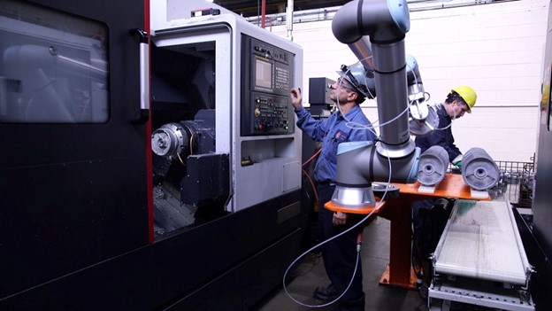 Chicago-based RCM Industries successfully deployed two cobots from Universal Robots on high precision CNC machine tending tasks to gain a global competitive advantage and keep manufacturing jobs in the U.S. Credit: Universal Robots