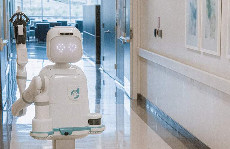 Moxi robot in hall