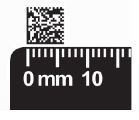 Figure 2: 50 characters encoded in a small symbol. Graphic is to scale but not actual size.
