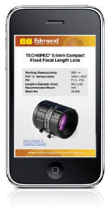 Lens Selection App for iPhone from Edmund Optics