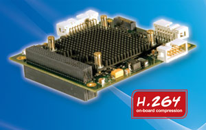 Ruggedized capture and H.264 compression board for 4 video inputs with audio capability 