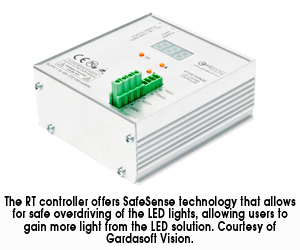 The RT controller offers SafeSense technology that allows for safe overiding of the LED lights, allowing users to gain more light