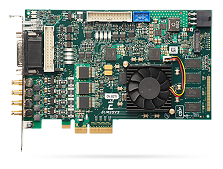 Euresys’s Coaxlink Quad 3D-LLE laser-line extracting frame grabber features onboard processing for 3D profiling with zero host CPU usage. Photo courtesy of Euresys.