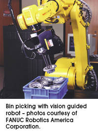 Bin picking with vision guided robot -- courtesy of FANUC Robotics America Corporation