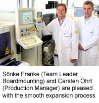 Sönke Franke (Team Leader Boardmounting) and Carsten Ohrt (Production Manager) are pleased with the smooth expansion process