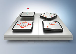 In the XPlanar system, freely movable planar movers float above flexibly arranged planar tiles.
