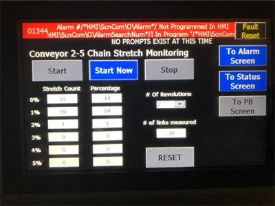 HMI for control and for displaying chain-stretch results