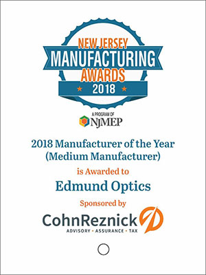 Edmund Optics is 2018 Manufacturer of the Year 