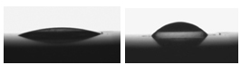 Liquid reacts to electrostatic pressure to produce the appropriate lens curvature for a liquid lens barcode reader.