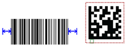 The quiet zone must be at least 10 times the width of the narrowest bar on either side of a linear (1D) barcode, or the width of one element on each side of a 2D symbol.