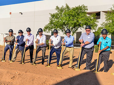 Dragan Grubisic (5th from left) and his team at the ground breaking ceremony for their new manufacturing site