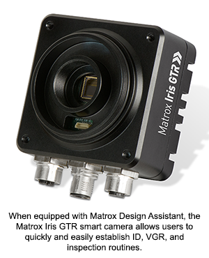 When equipped with Matrox Design Assistant, the Matrox Iris GTR smart camera allows users to quickly and easily establish ID, VGR, and inspection routines.