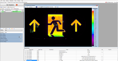 Radiant TrueTest Software performs luminance, chromaticity, and CCT (correlated color temperature) measurements on all white regions of an illuminated sign at once.