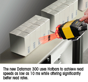 The new Dataman 300 uses Hotbars to achieve read speeds as low as 10ms while offering significantly better read rates.
