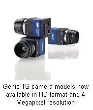 Genie TS camera models now available in HD format and 4 Megapixel resolution